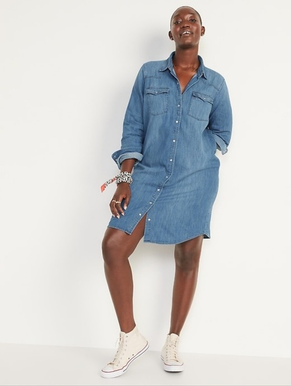 Old Navy Dark Blue Denim Shirt Dress